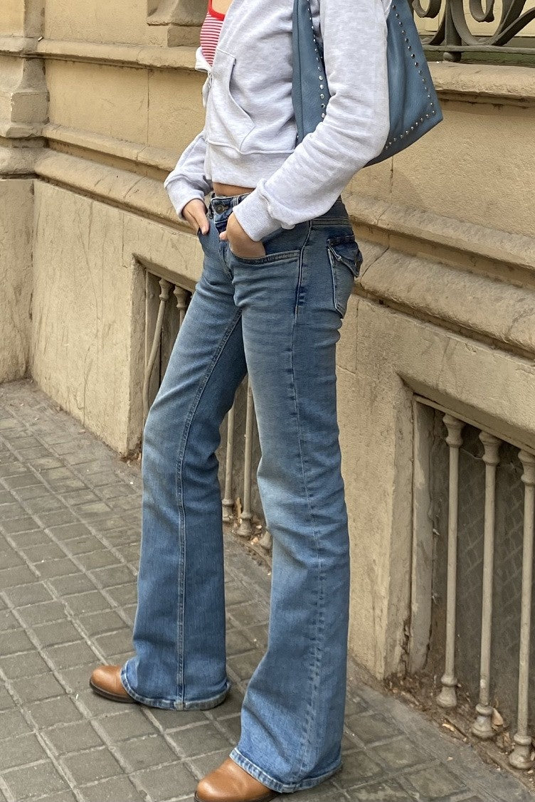 DENIM LOW WAIST FLARED JEANS