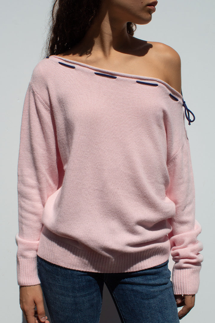 PINK BOAT NECK SWEATER