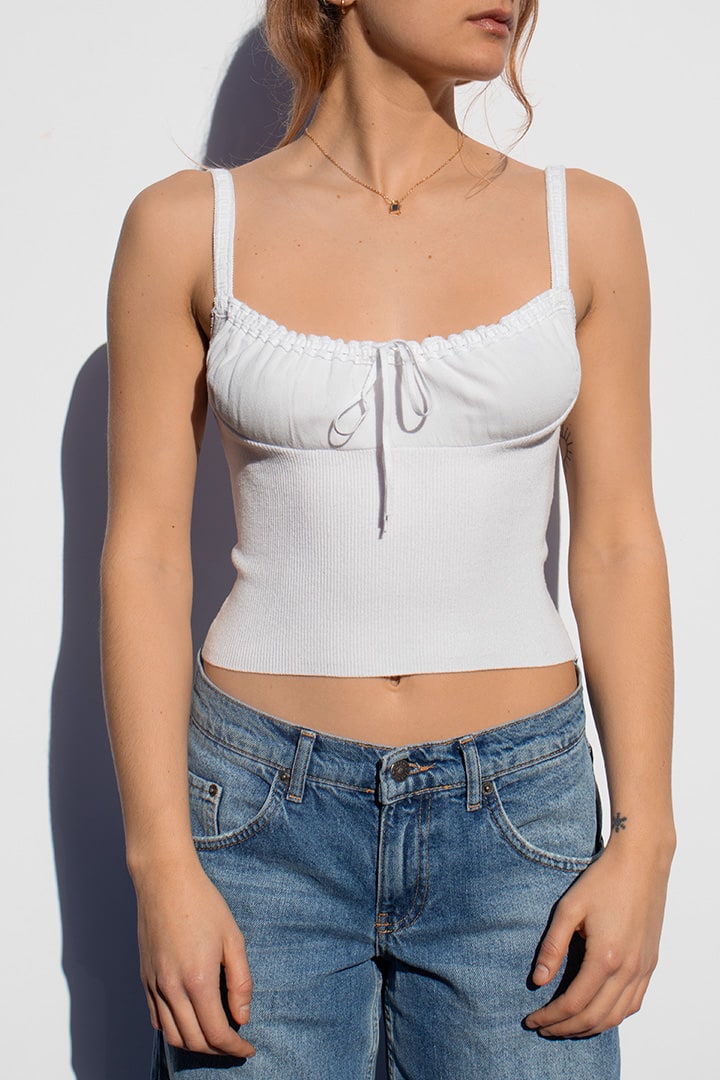 SHIRRED TOP WITH BOW