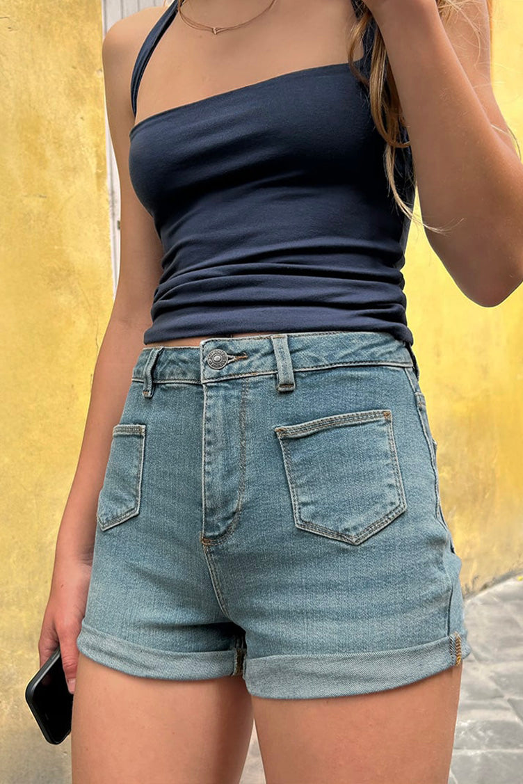 DENIM SHORTS WITH FRONT POCKETS