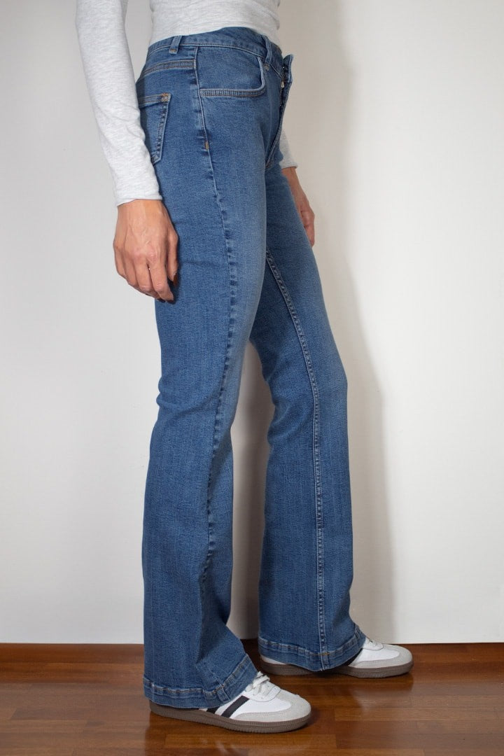 DENIM HIGH WAIST FLARED JEANS