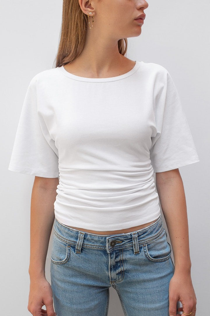 T-SHIRT WITH SIDE RUFFLE
