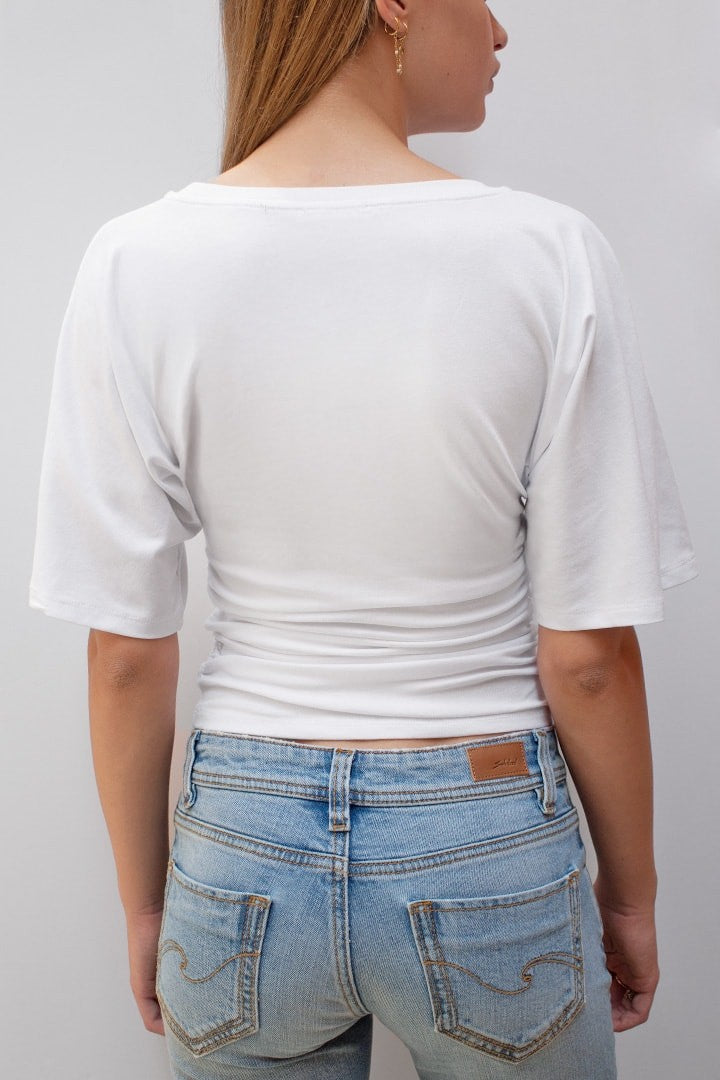 T-SHIRT WITH SIDE RUFFLE