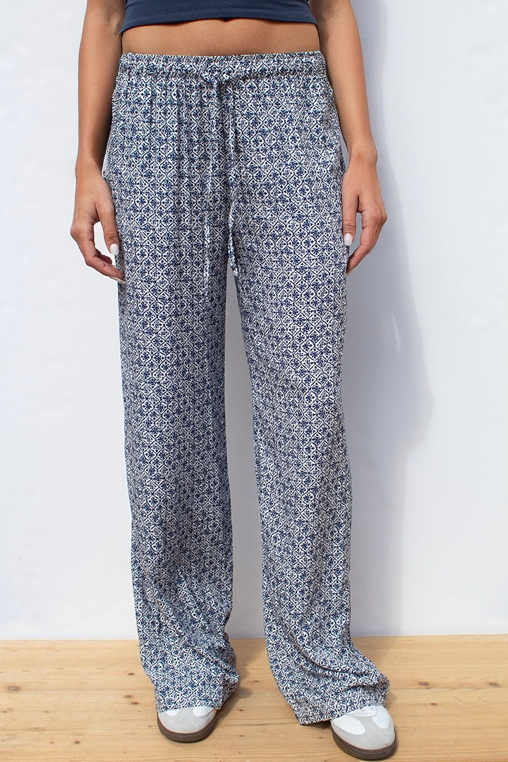 PRINTED COULISSE WIDE LEG PANTS