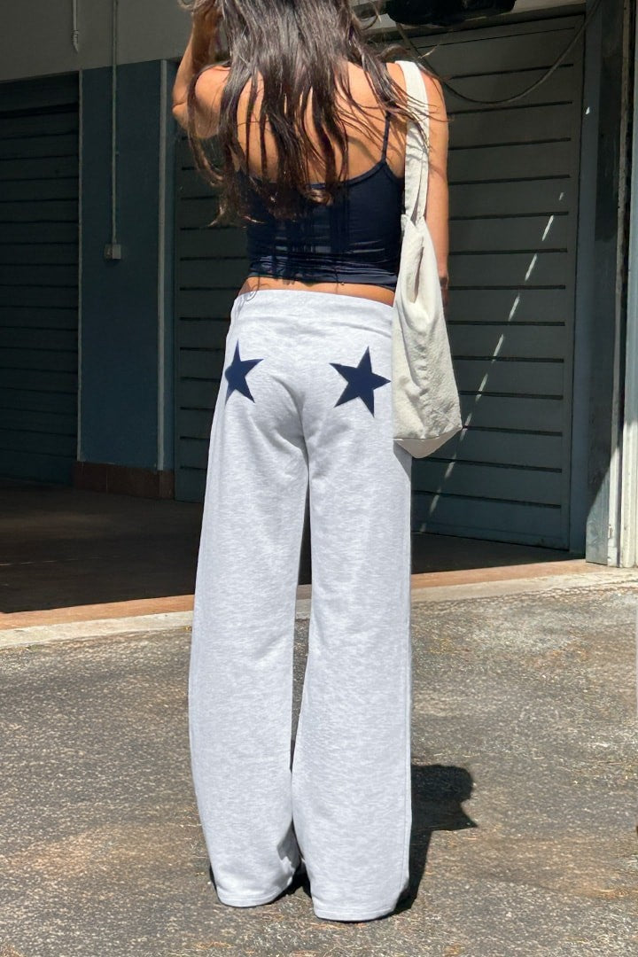 GREY WIDE-LEG JOGGERS WITH STARS