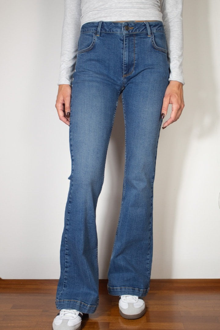 DENIM HIGH WAIST FLARED JEANS