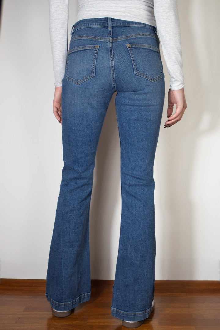 DENIM HIGH WAIST FLARED JEANS