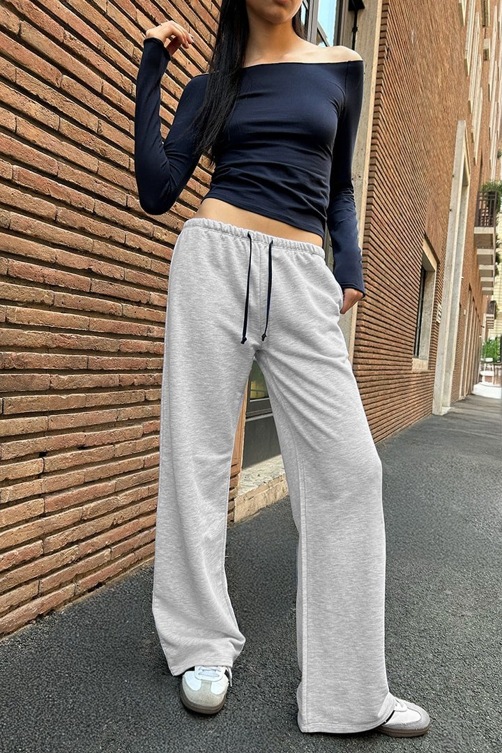 GREY WIDE-LEG PANTS