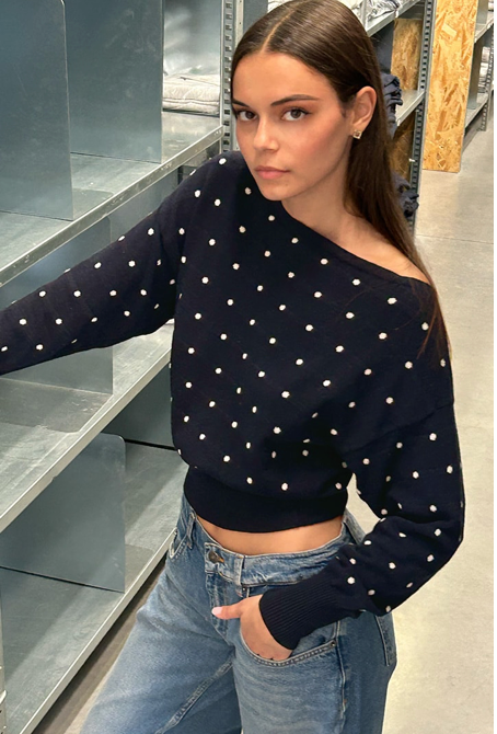 POLKA DOT BOAT NECK SWEATER