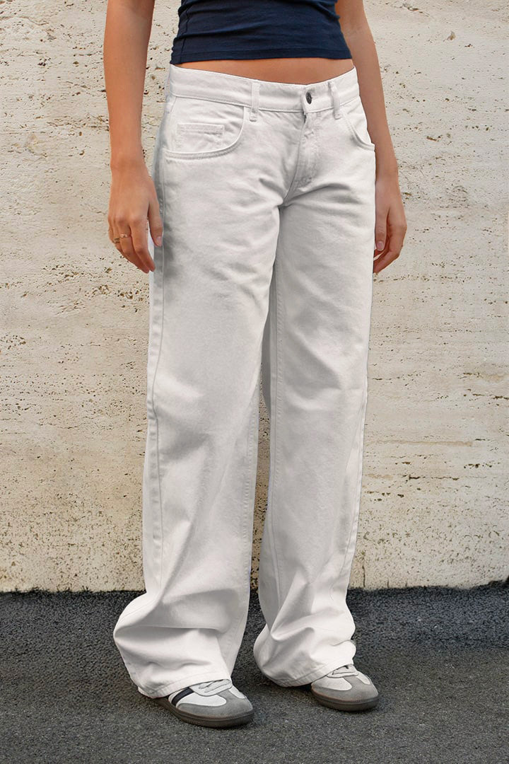 WHITE LOW WAIST PANTS