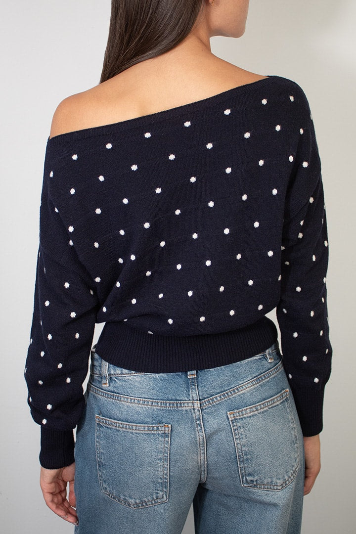 POLKA DOT BOAT NECK SWEATER